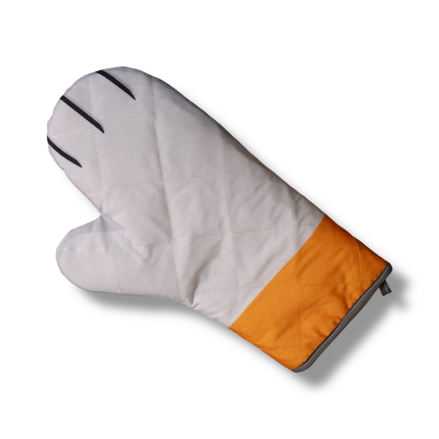 Guante de cocina garrita de gato banco y naranja